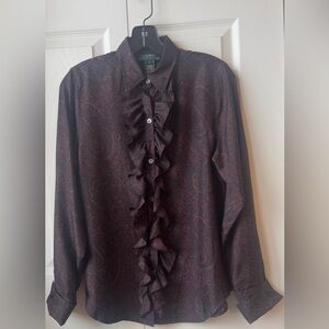 Lauren Ralph Lauren Paisley Blouse in Purple and Black
